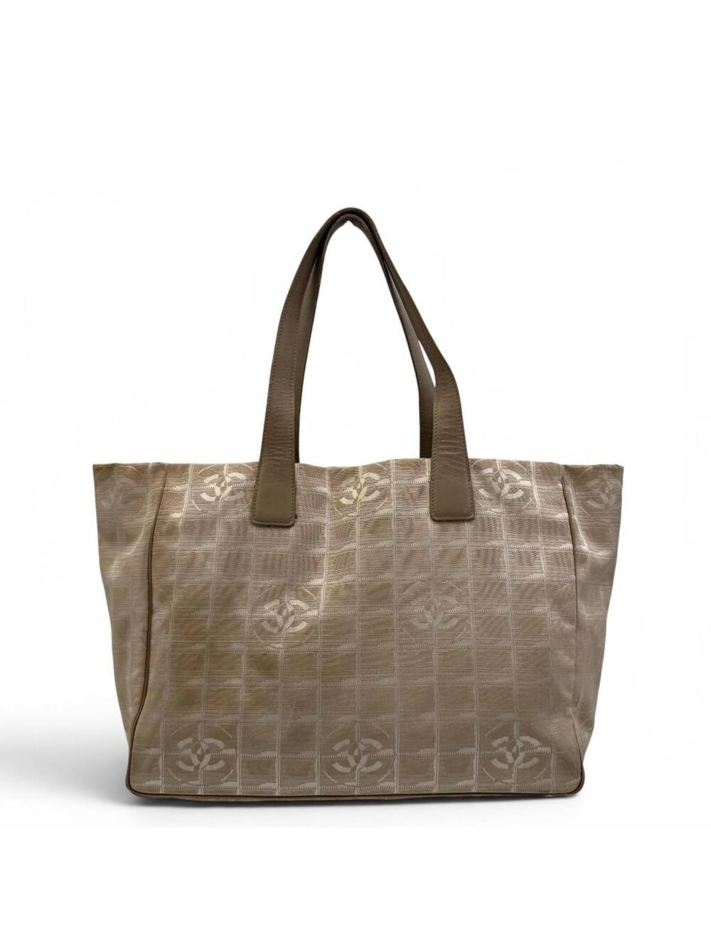 Chanel Beige New Travel Line Nylon Jacquard Tote - Picture 2 of 9